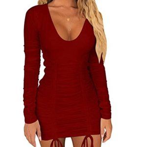 Mizoci Women's Sexy Bodycon Ruched Mini Dress